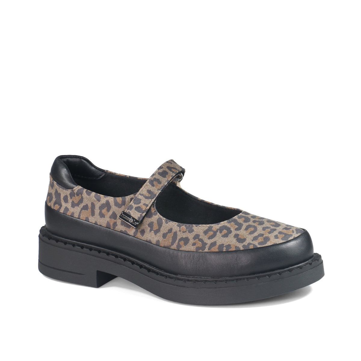 ブソラ ROMA 本革メリージェーンシューズ （LEOPARD LEATHER BLACK 