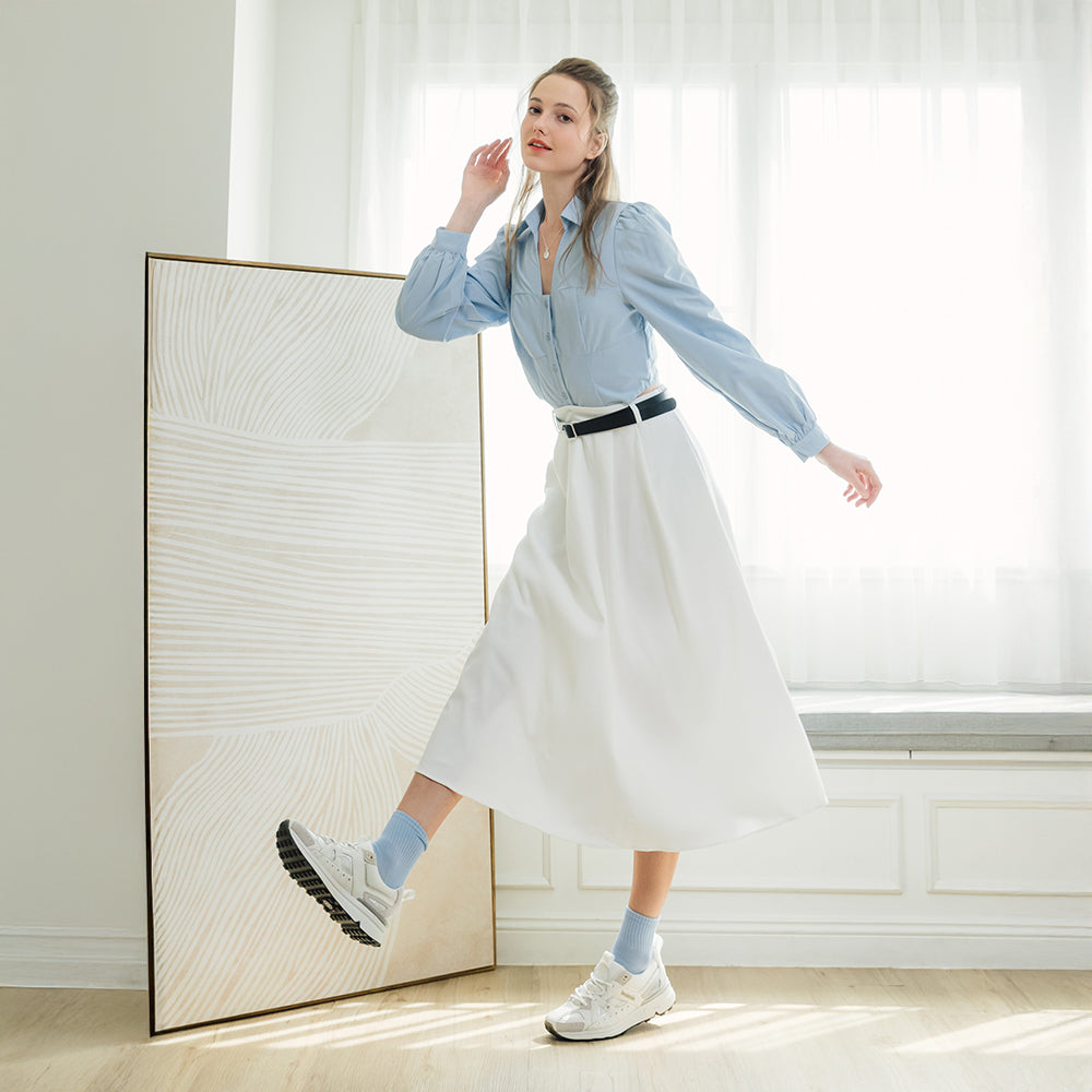 ブソラ BMS レディース 本革コンビ スニーカー （ホワイト