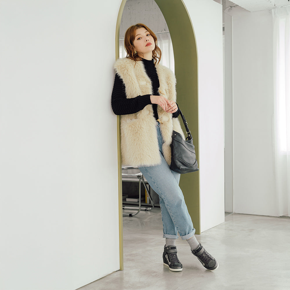 ブソラ PISA レディース 牛革インヒール ハイカット スニーカー